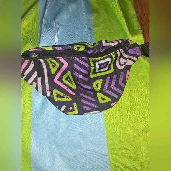 Spirit Neon Green 80's Aerobics Outfit Fanny Pack Unitard Sweatband L/XL - Picture 3 of 6